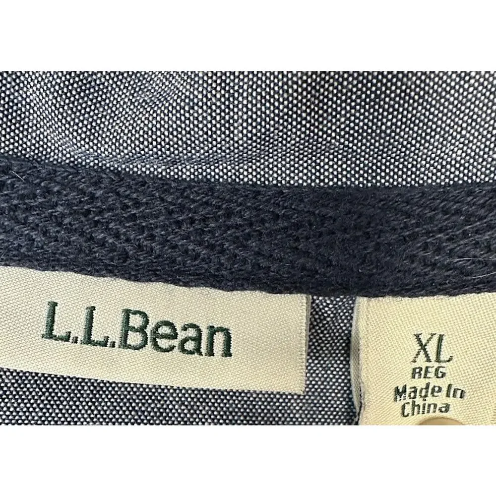LL Bean Sweater Womens Extra Large White Navy Striped Rugby Soft Cotton Preppy - Picture 7 of 12